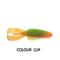 PVC fishing soft bait lure in 8cm and 12cm sizes showing twelve different colour options