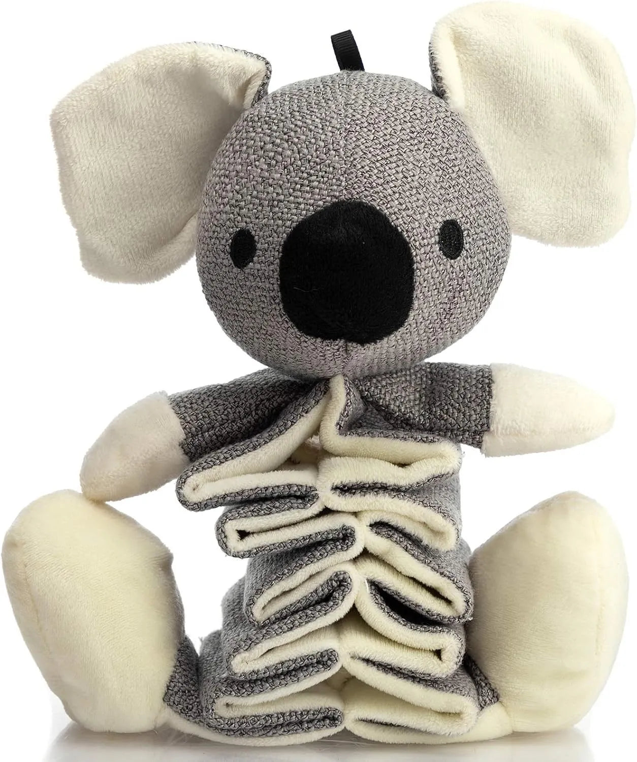 Gray koala-shaped dog chew toy measuring 30cm with durable cloth construction and crinkle paper inside