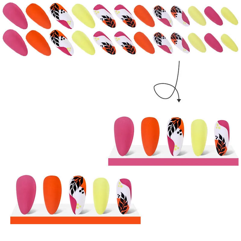 Wear Armour frosted nail stickers in medium almond shape showing tulip pattern in four colour designs.