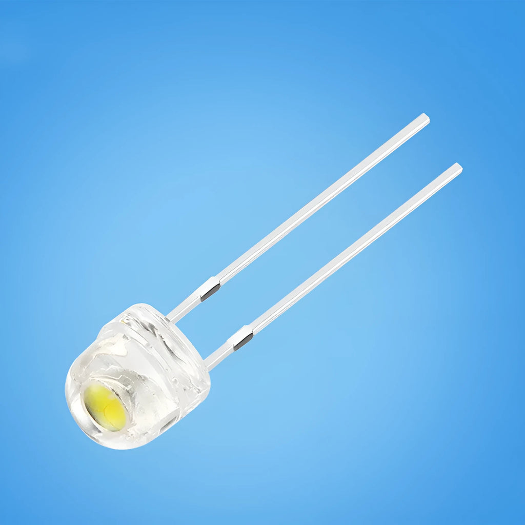 F5 straw hat white light emitting diode lamp bead with 120 degree luminous angle and colour rendering index 70-80