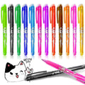 Pack of multi-colour hot erasable gel pens with plastic bodies and stainless steel nibs.