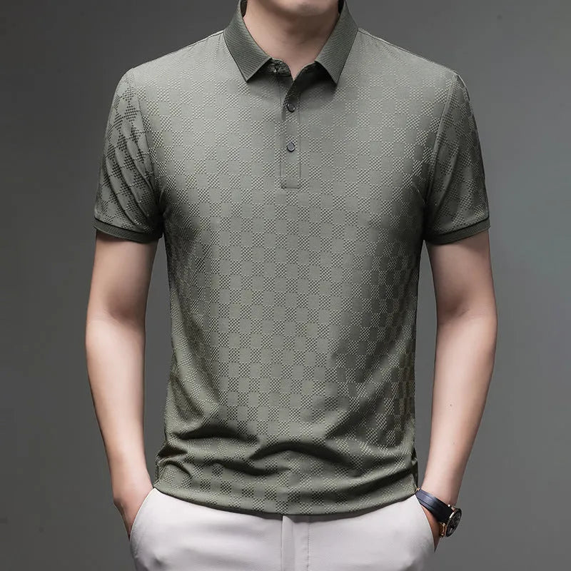 Rhombus brand thin ice silk short sleeve t-shirt in slit style, shown in black