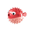 TPR food grade fish-shaped interactive dog toy with treat dispenser in green colour