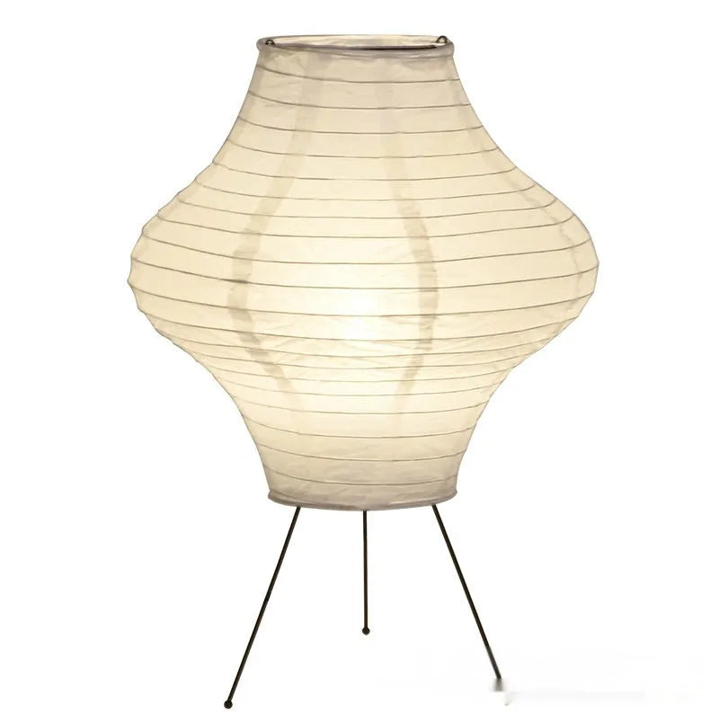 Japanese style decorative table lamp with paper shade and three-colour adjustable lighting