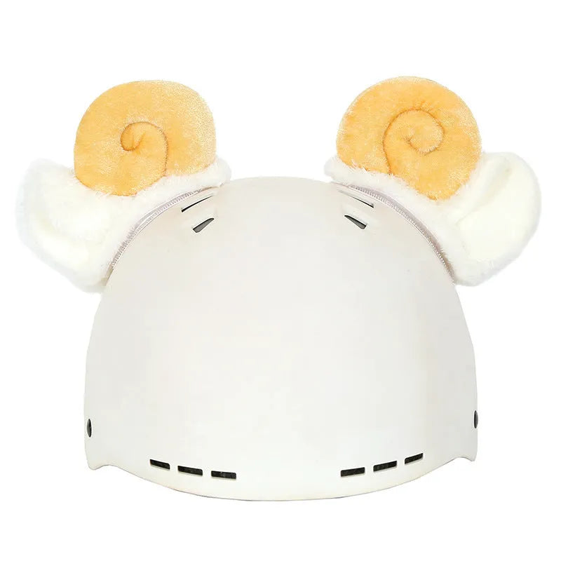 Plush cartoon character ski helmet decoration with elastic headband in assorted designs