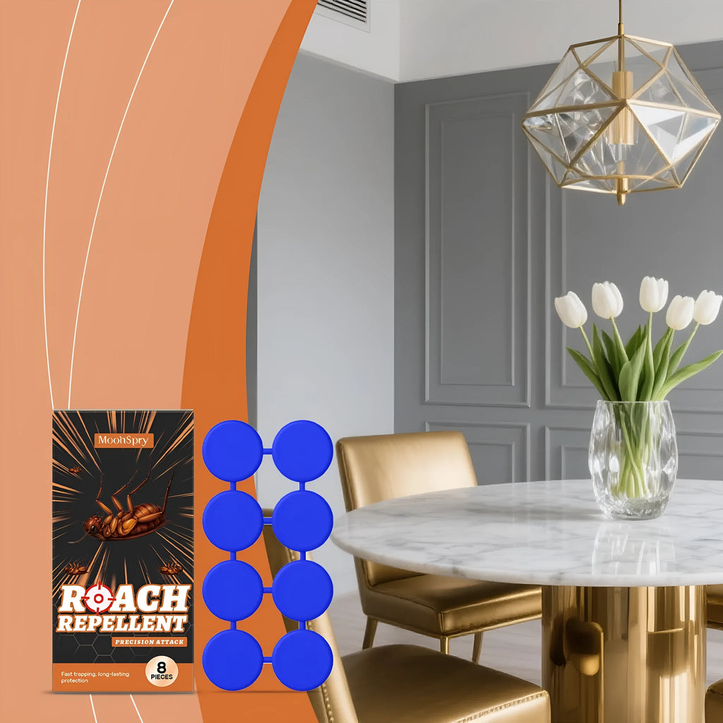 Indoor cockroach killer bait sticker set with eight bait stickers and eight glue traps for household pest control