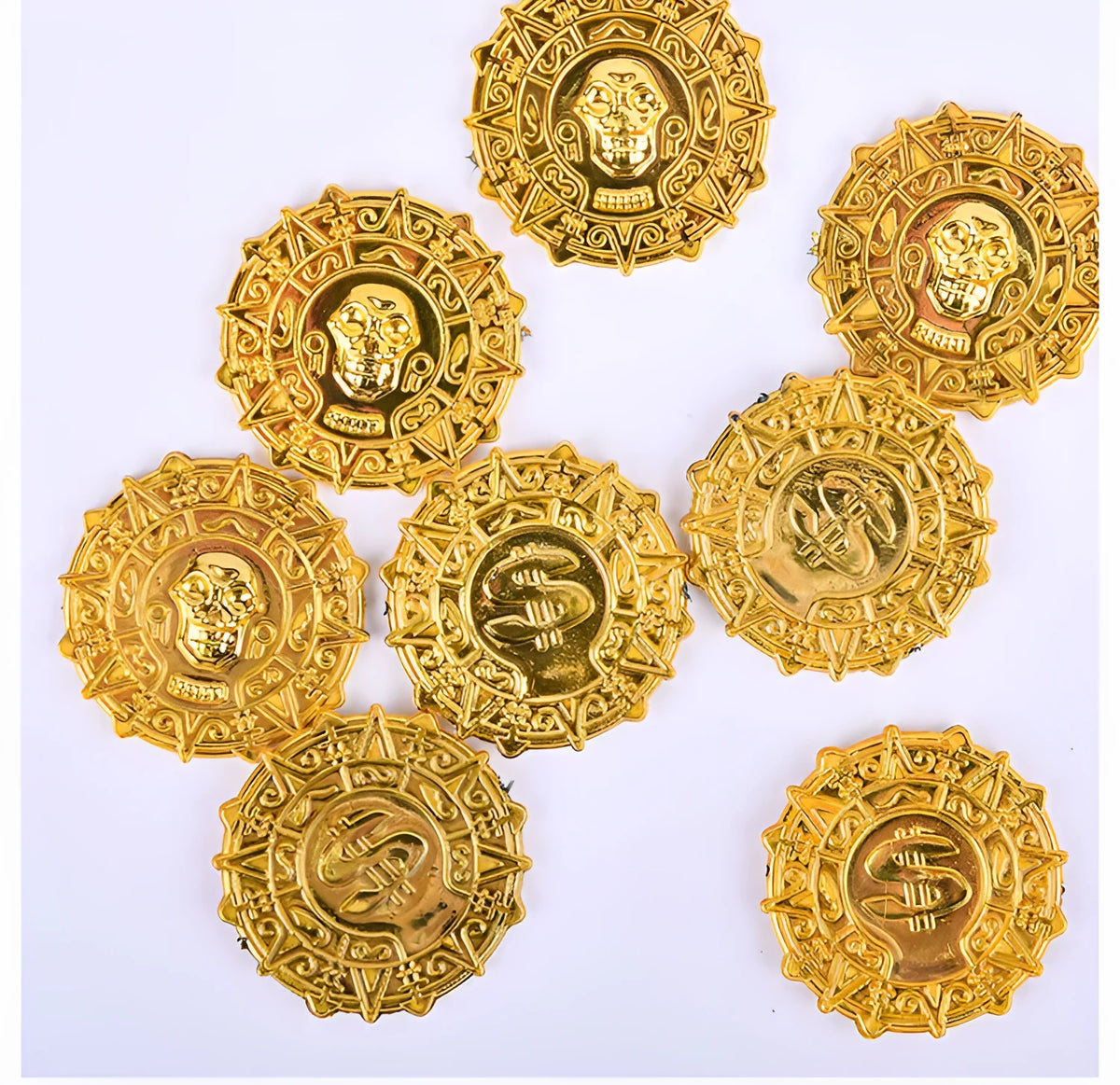 Plastic pirate gold coin toy, pointed style, 3.6cm x 0.2cm, pirate gold coin tip colour for Halloween dress up