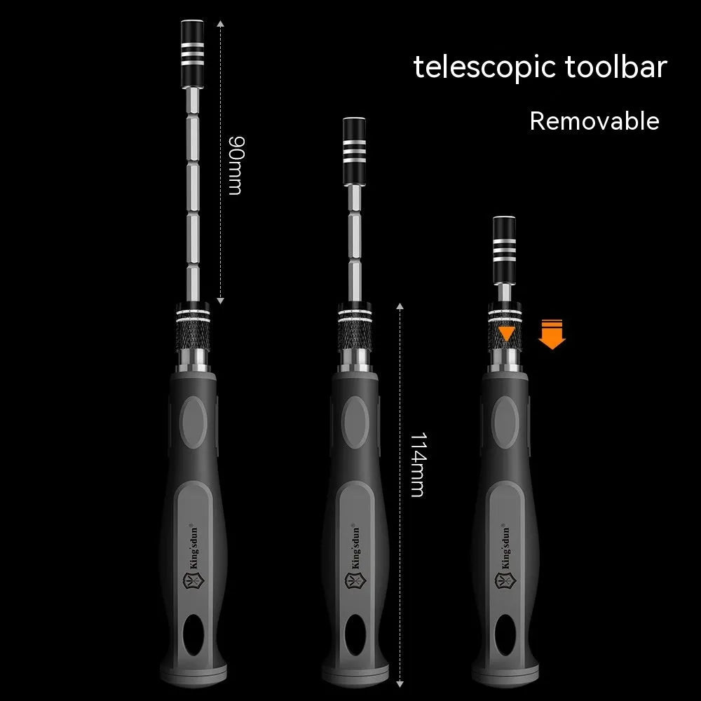32-in-1 screwdriver repair tool set with 30 bits in black PP plastic case