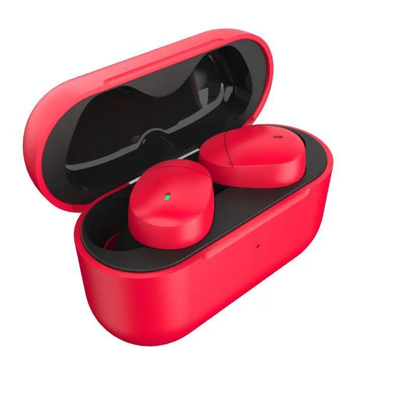 Flame red Qualcomm TWS 3040 Bluetooth wireless earphones with charging case