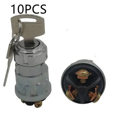 Copper vehicle ignition lock with key for JK423 model trucks and forklifts.