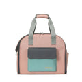 Foldable pull-rod pet backpack in nylon, 50-60L capacity, medium hard shell, shown in grey, pink, or khaki