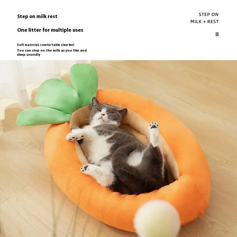 Carrot cartoon pet mattress with removable washable cloth cover for dogs