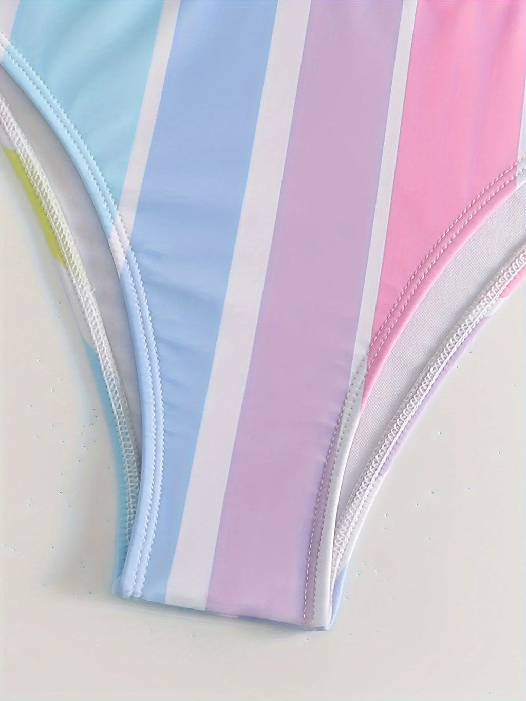 Women's striped sports bikini swimwear set in briefs style