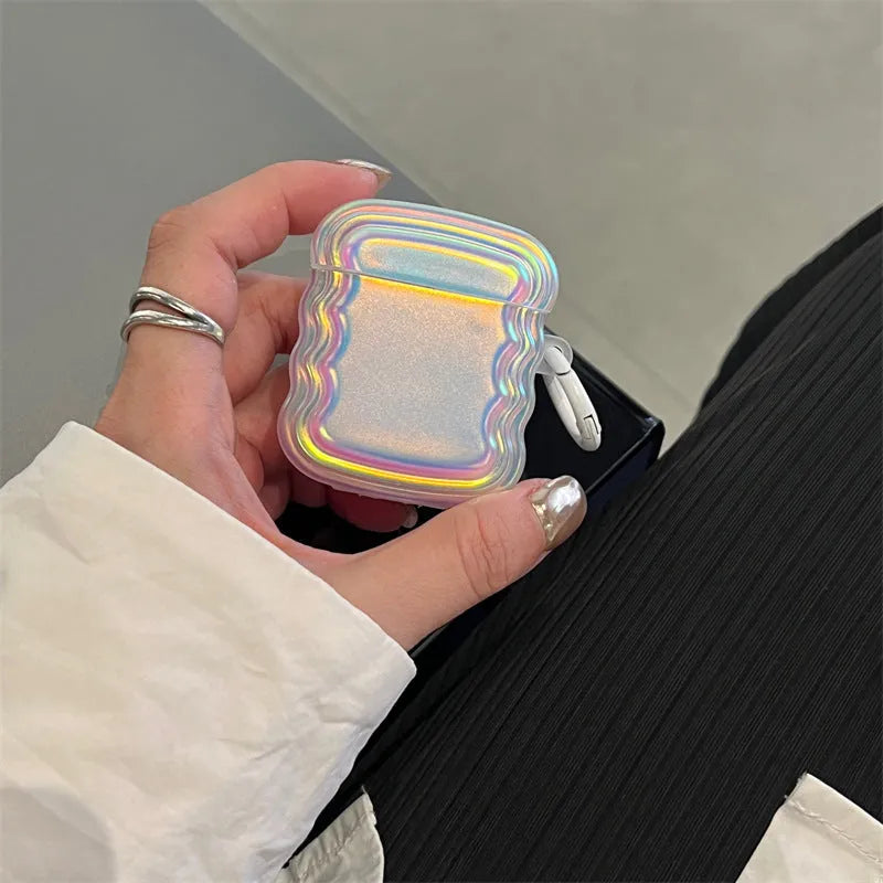 Silicone laser pattern case for AirPods with magic ring design showing flexible protection