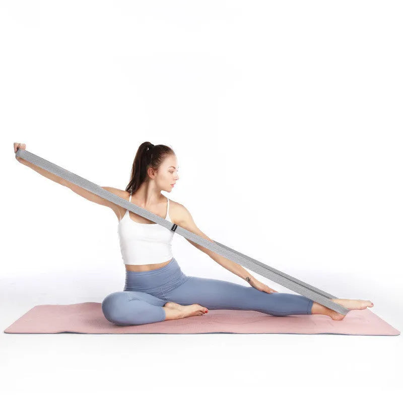 Set of 3 long resistance bands, 200cm x 4cm, polyester cotton and latex silk, in blue pink purple or light grey grey black