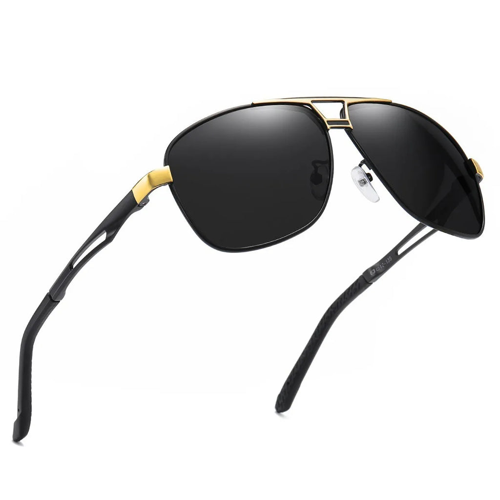 Men's orange red aviator sunglasses with metal frame and polarised TAC lenses