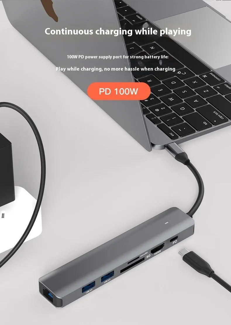 LQT-LH07 USB-C 7-in-1 computer hub with card reader and custom logo printing option