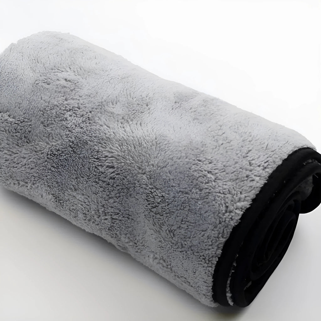 Microfiber car wash towel shown in three available sizes for vehicle cleaning
