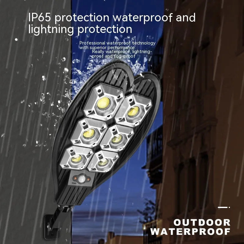 6-eye outdoor solar garden lamp with remote control on a white background.