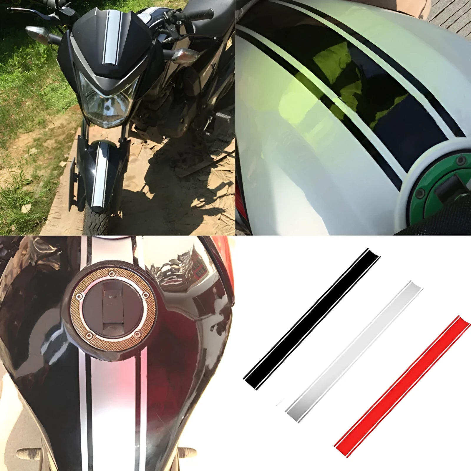 Motorcycle gas tank lid reflective pinstripe sticker in 50cm PET strip for DIY customisation