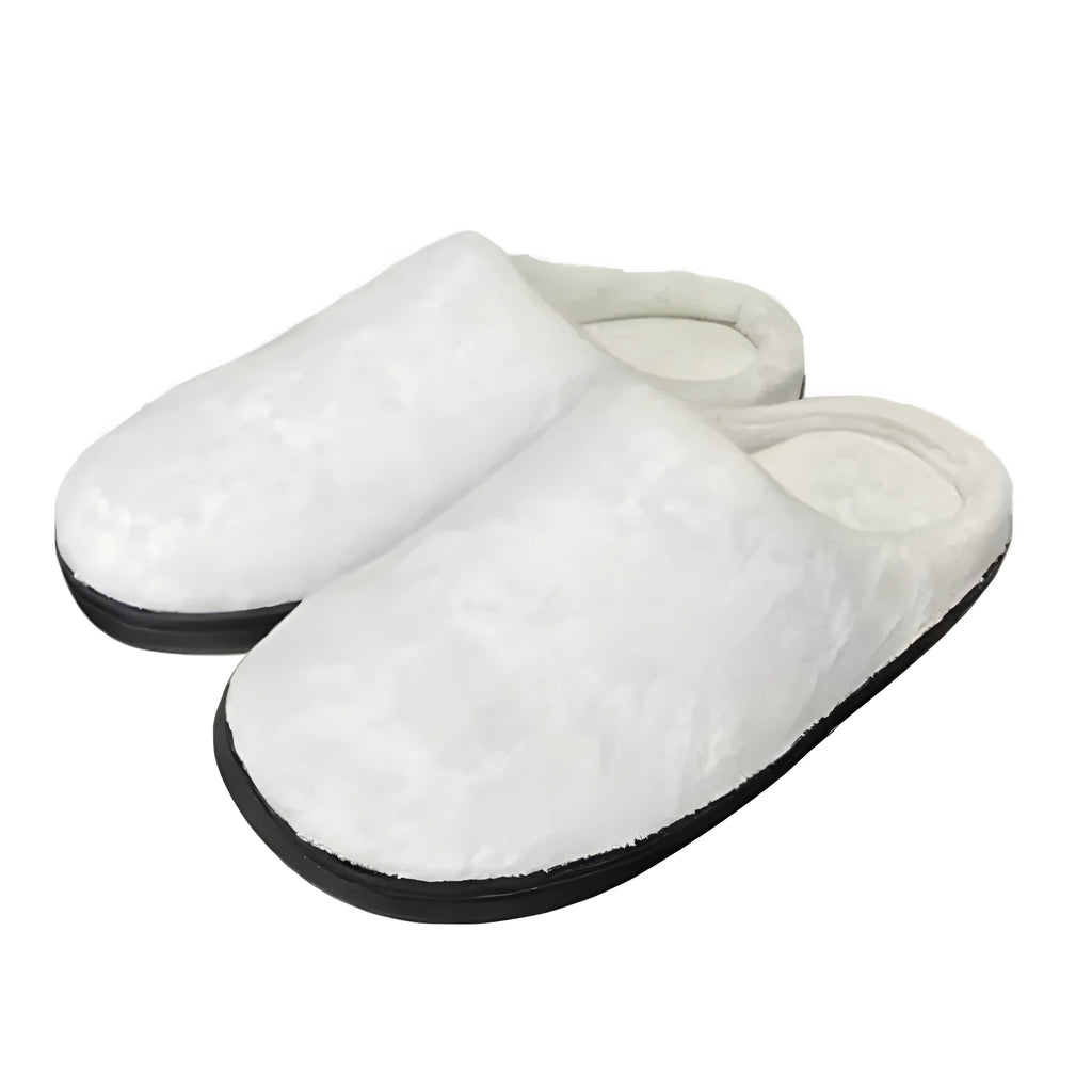 Printed pattern cotton slippers showing upper design detail on flannel and polyester materials