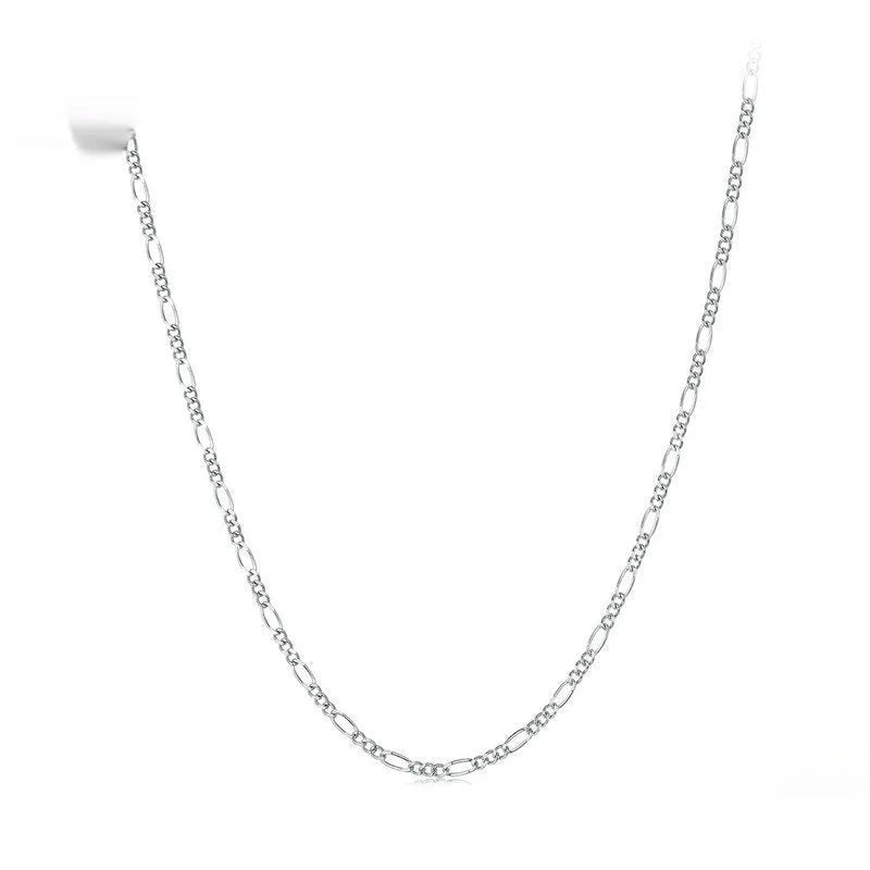 Simple side silver necklace with 925 silver pendant and adjustable curb chain for women