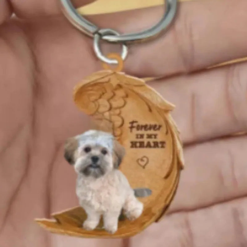 Square acrylic car hanging ornament with a decorative dog picture, 9 cm dimensions.