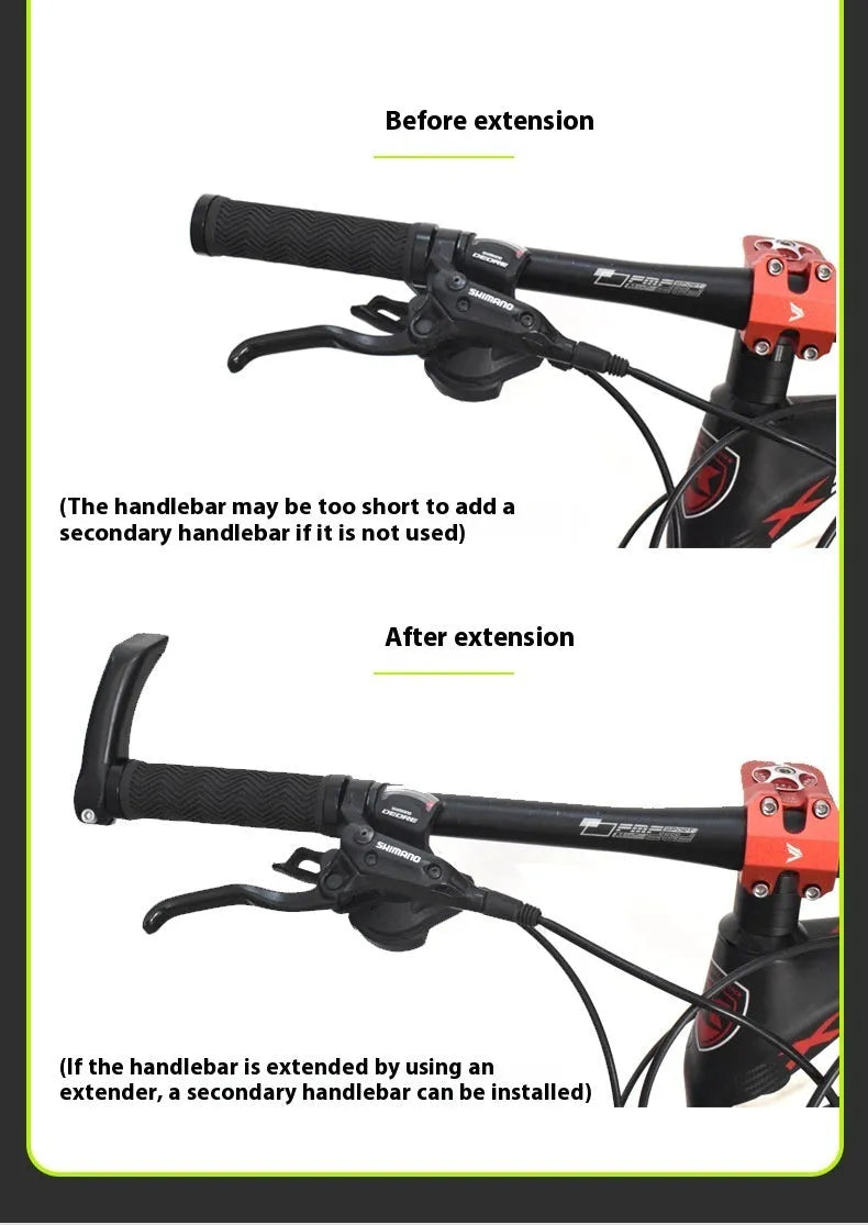Aluminium alloy folding bicycle handlebar extender pair with 15-20mm adjustment range