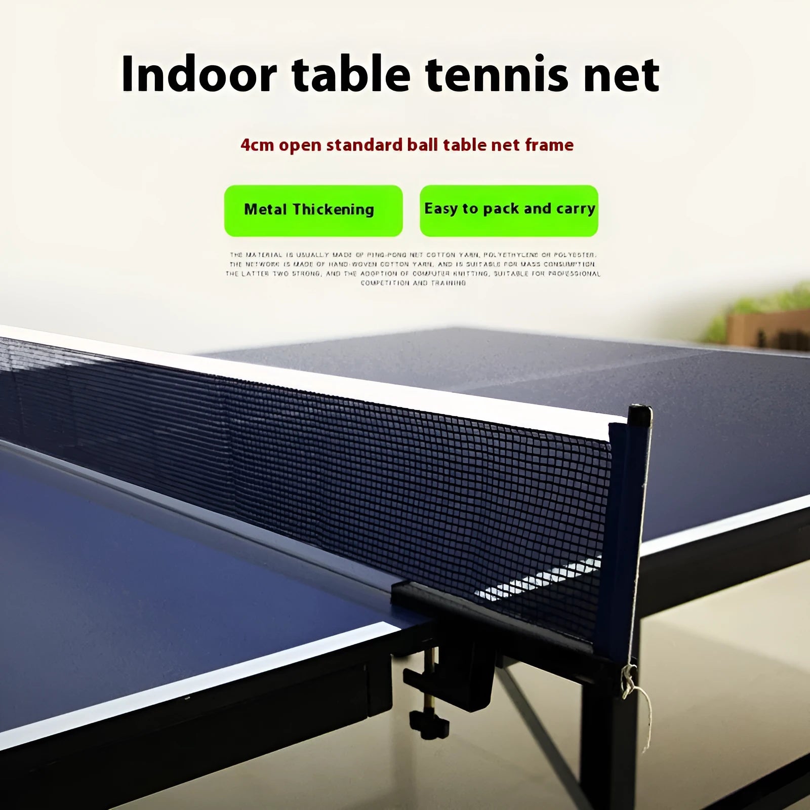 Table tennis net post with thickened universal large clip and open grid ball column for indoor tables
