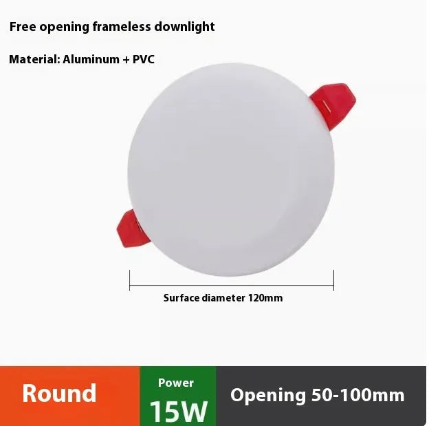 Ultra-thin circular and square LED panel lights with an adjustable mounting bracket.
