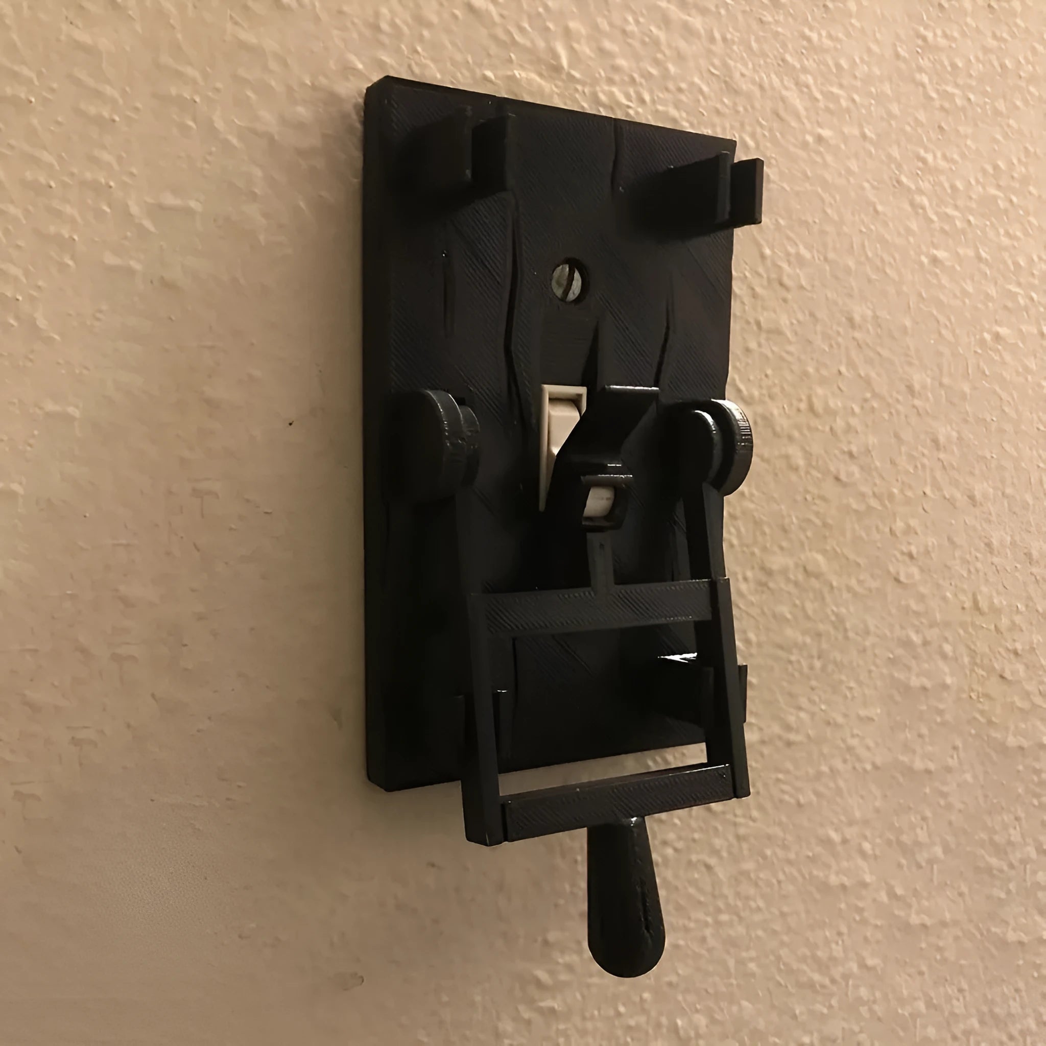 Retro-style decorative wall switch plate with holiday design, showing American standard size and mechanical switch.
