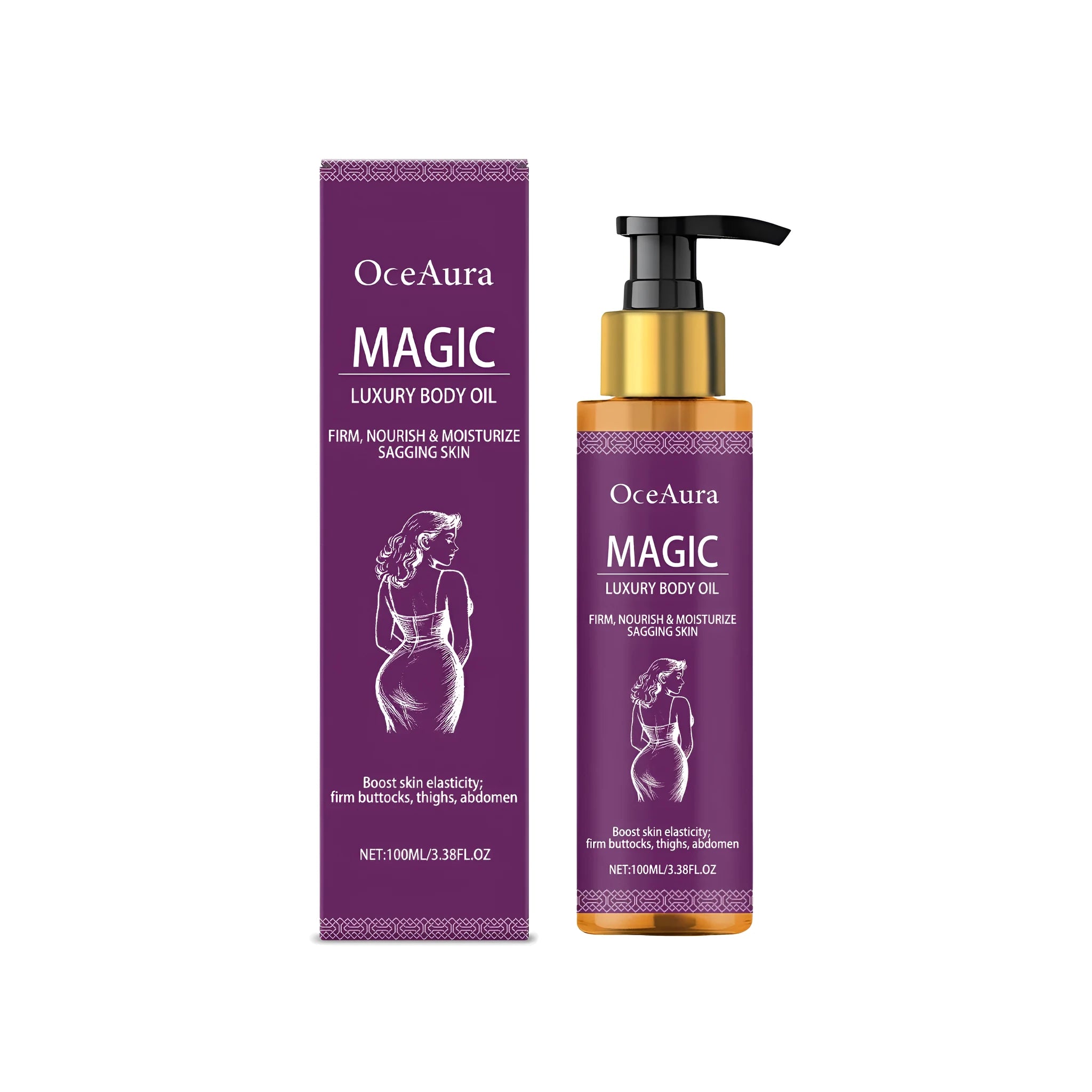 100ml bottle of luxury body oil containing sweet almond, camellia, rose hip and lavender oils