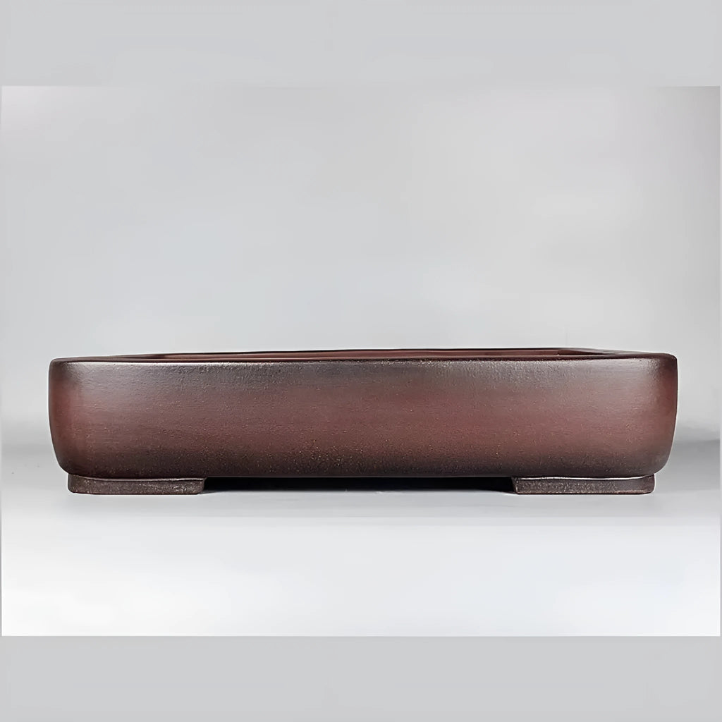 Handmade antique rectangular purple clay flower pot for indoor plants