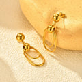 Women's gold vintage geometric earrings stainless steel oval coils round beads electroplated finish