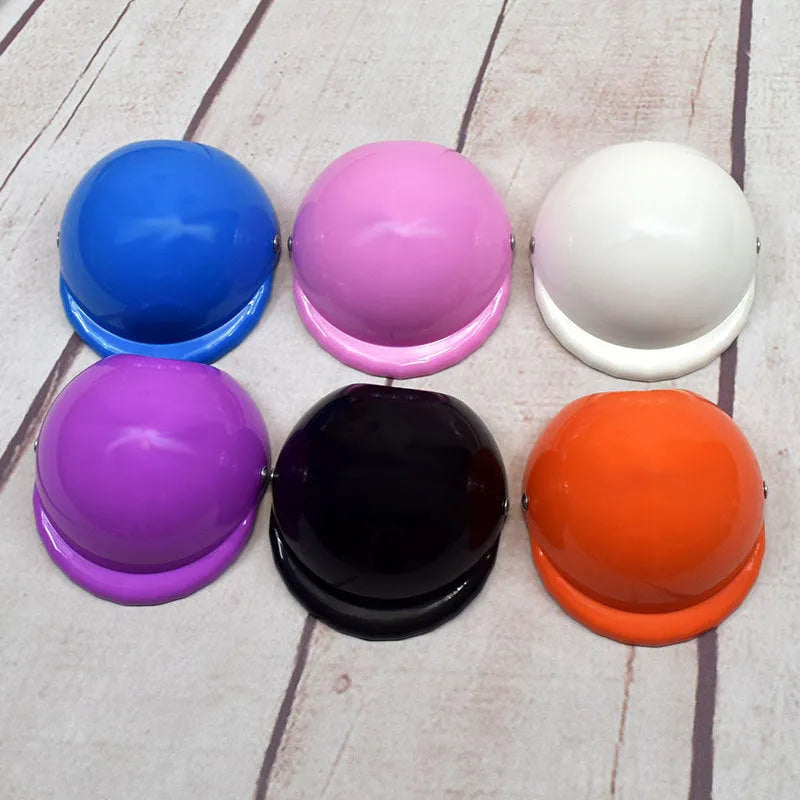 Plastic dog motorcycle helmet in solid colour with three size options for small medium large dogs