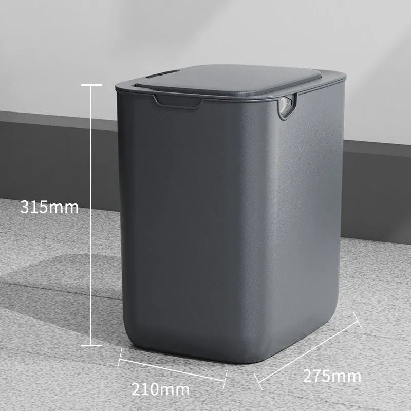 Automatic Inductive Ashbin for Home Bedroom Kitchen with Large Capacity 18-25L Plastic Square Barrel Multi-Zone Classification Rechargeable in Gray Green Light Yellow White
