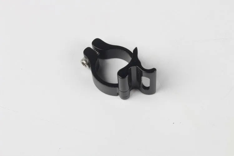 Black aluminium alloy vehicle clamp ring with 28.6mm diameter for securing cables and hoses.