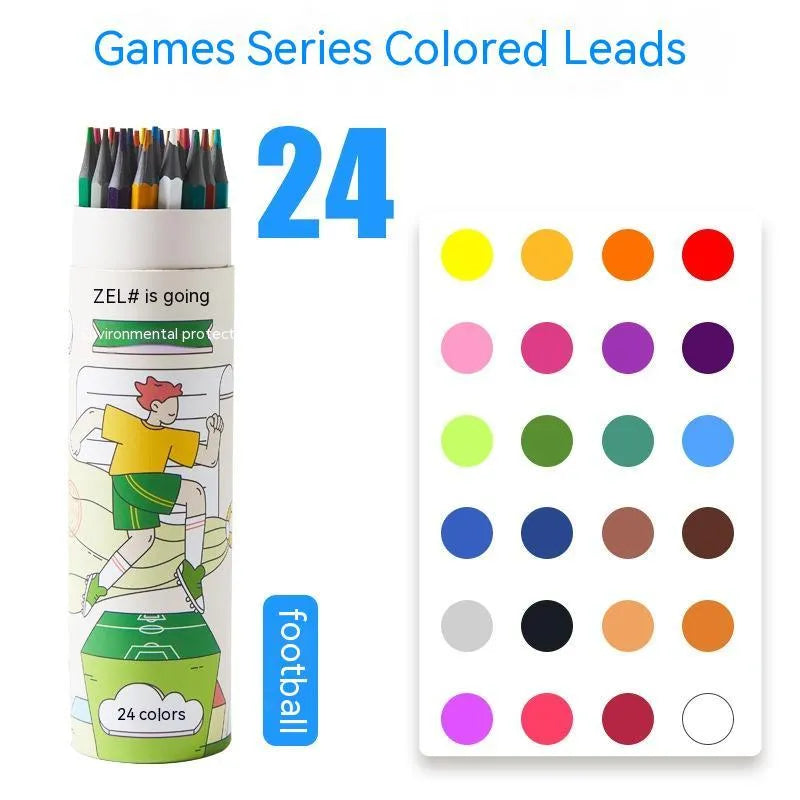 Zhenglin Sports Series children's colouring pencils in multiple colour counts with paper barrel construction