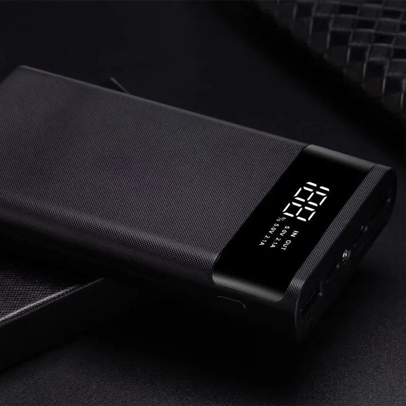 DIY power bank kit with digital display for 18650 batteries in black or white plastic shell