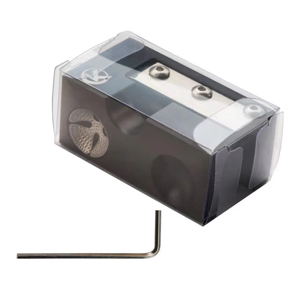 Black all metal billiard rod head repair device for leather cue tips, article XLQ-001.