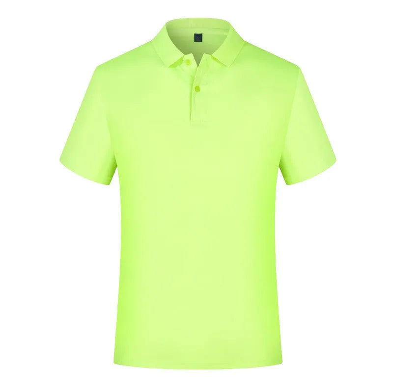 Summer lapel T-shirt, short sleeve polyester blend casual top with slit, multiple colours, S to 4XL