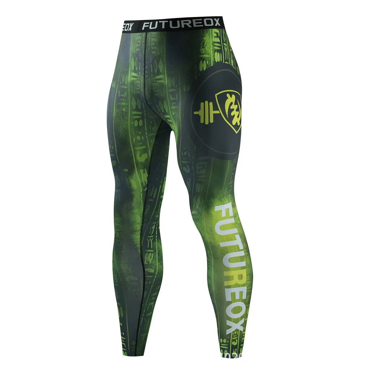 Men's slim fit long sleeve sports top and trousers set, ZF016 style with print pattern.