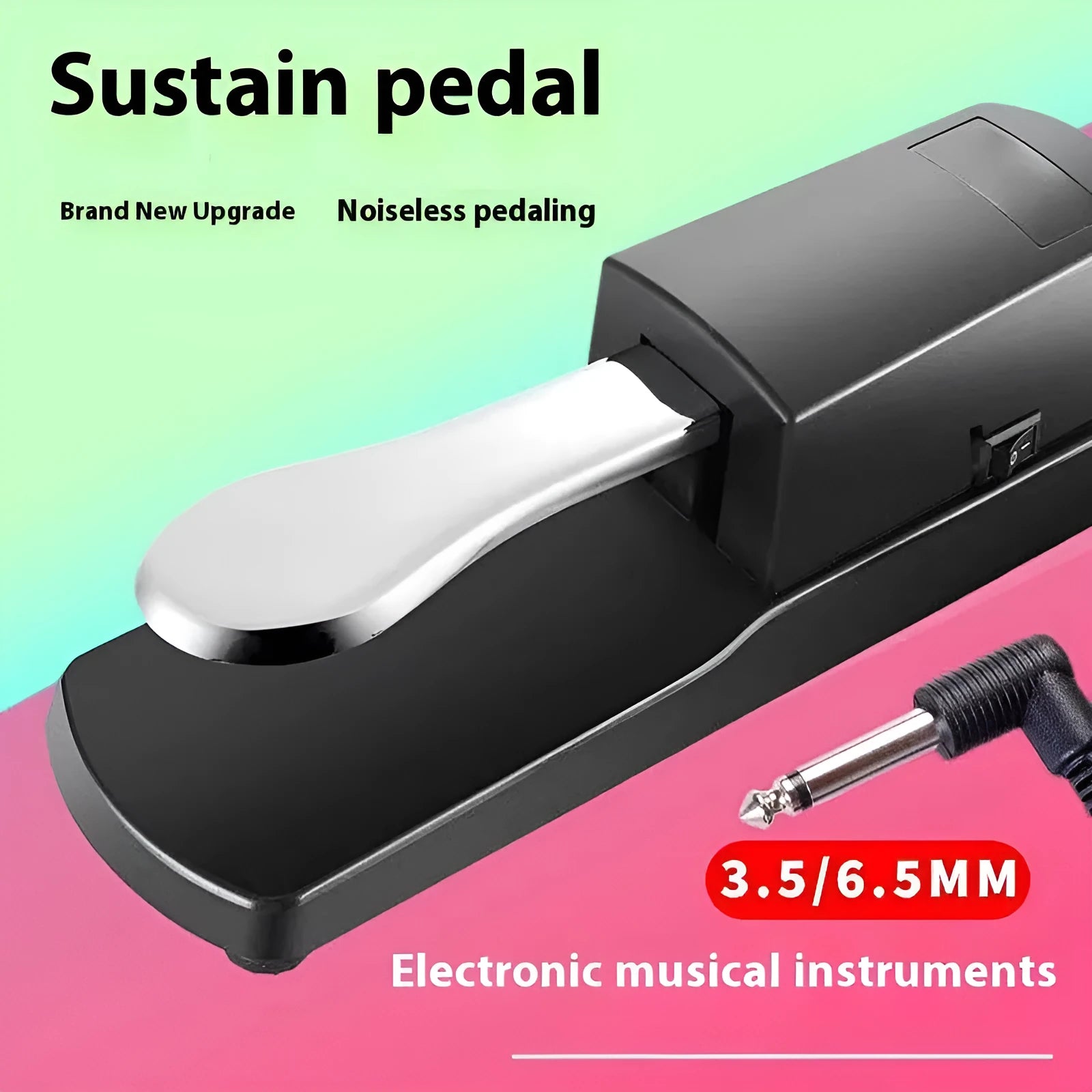 Single-leg electronic keyboard sustain pedal with ABS plastic body and cable connector