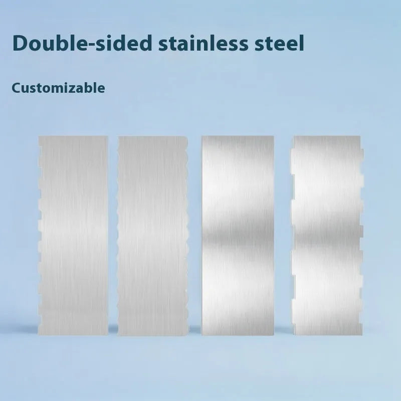 Stainless steel cake decorating cream scraper with polygon patterns