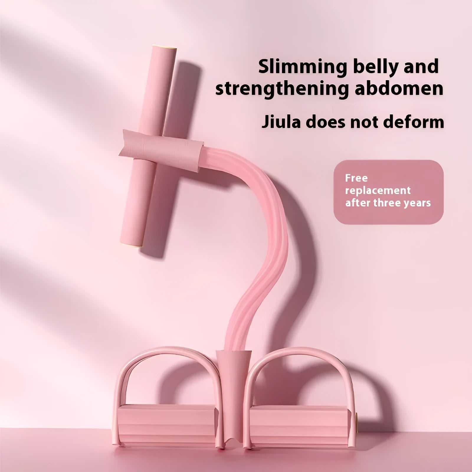 Household TPR pulling rope with pedal base in purple blue pink and cherry blossom colours for waist and arm slimming exercises
