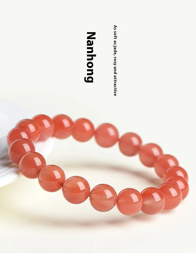 Natural South red cherry red agate bracelet with polished beads in scattered design
