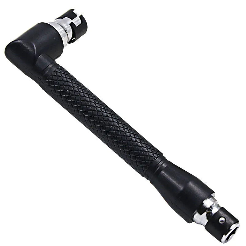 L-shaped double-headed socket wrench with 10 screwdriver bits for mechanical work