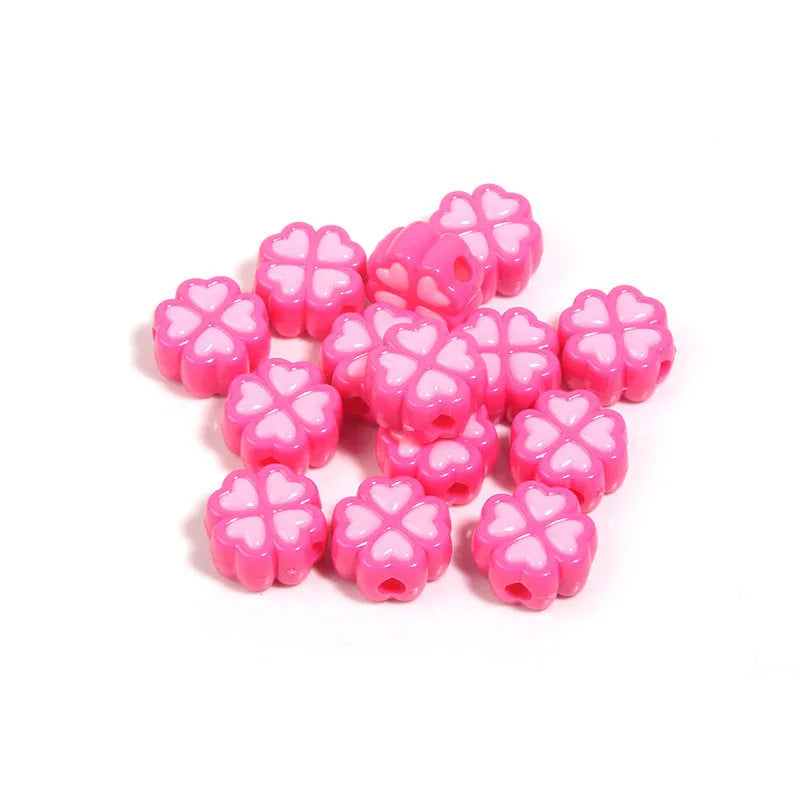 15mm acrylic four-leaf clover beads with frosted finish in multiple colour options
