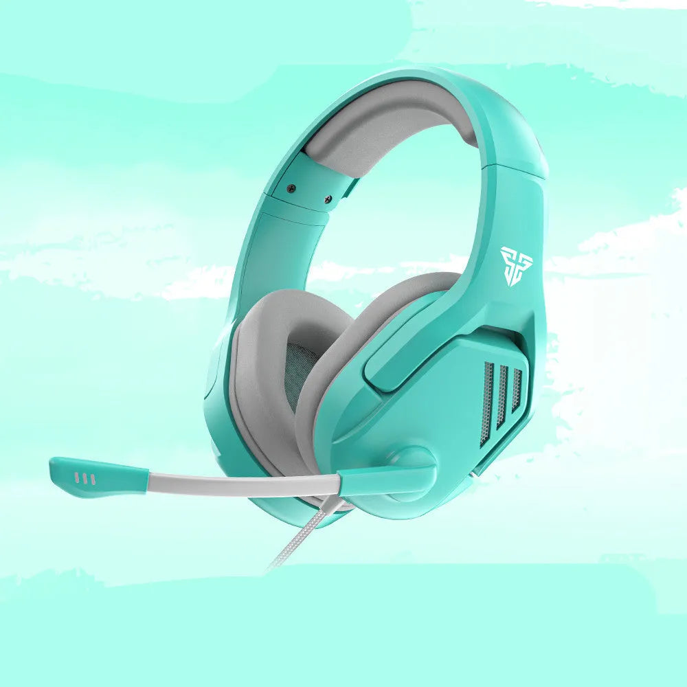 MH86 esports headwear with built-in USB wired headphones showing 50mm drivers and omnidirectional microphone