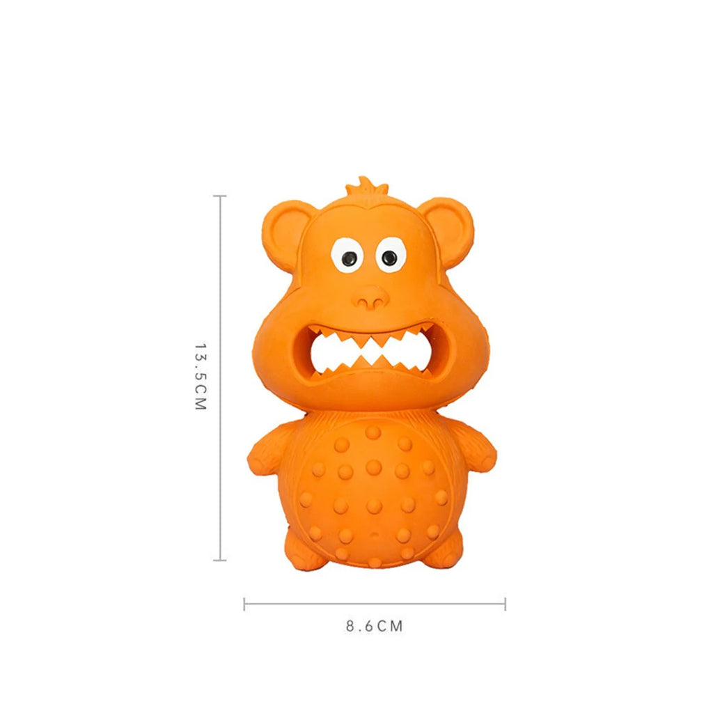 Green natural rubber dog toy for aggressive chewers with squeaker and fillable centre